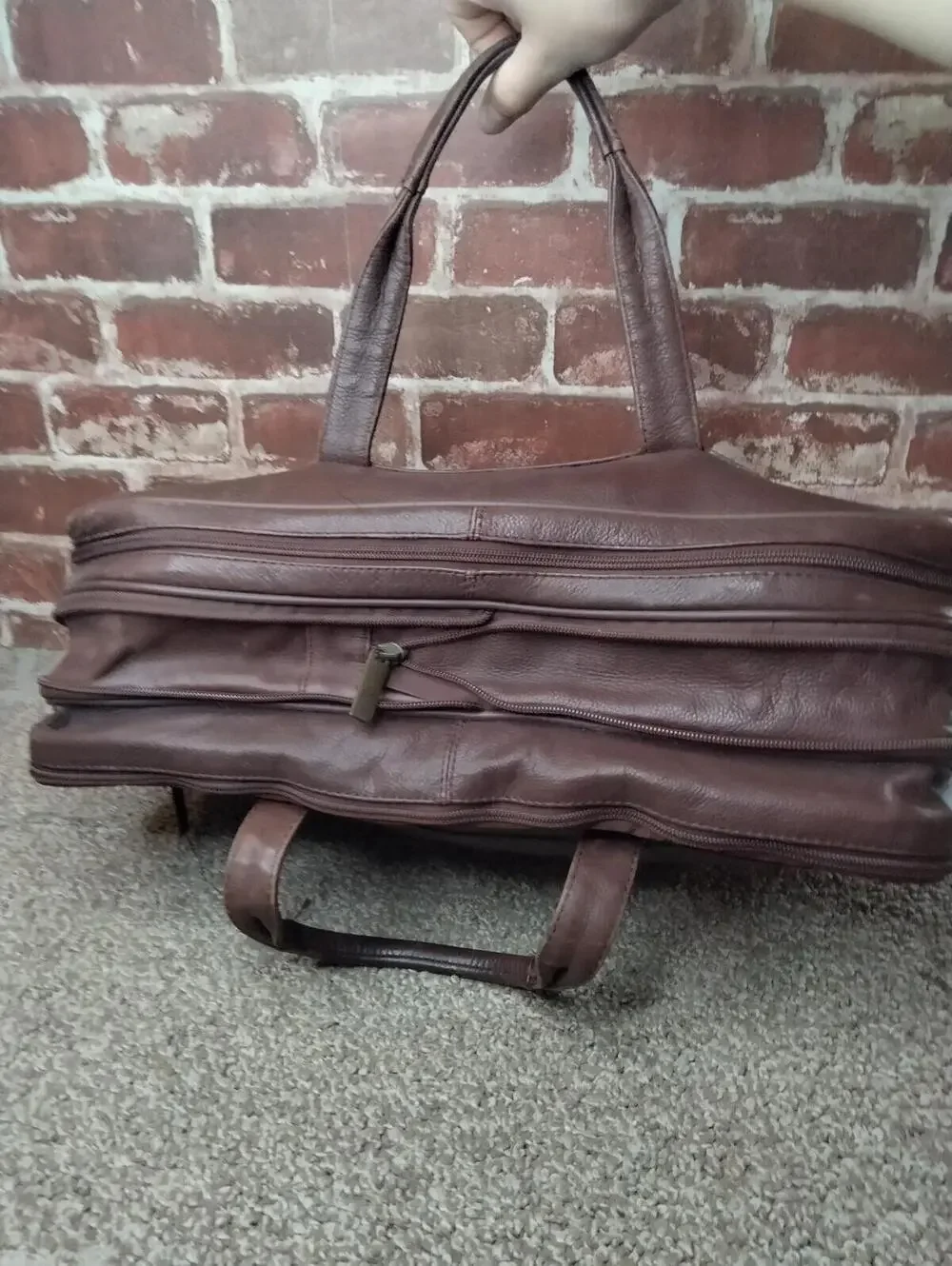 Bill Blass Executive Dark Brown Leather Laptop Briefcase Messenger Bag